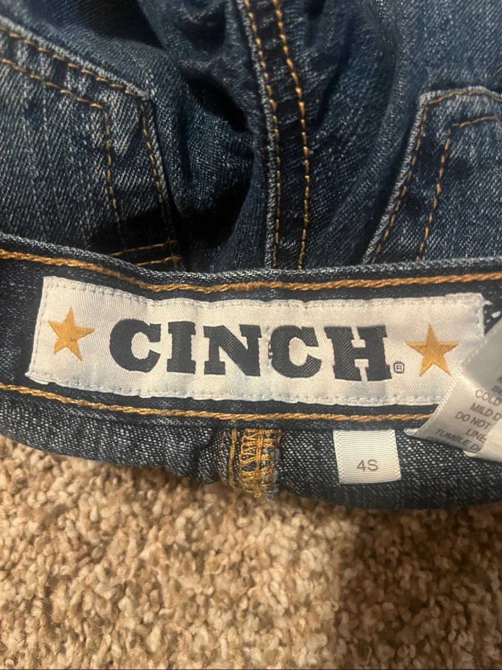CINCH BOYS  Dark Blue Denim Jeans with Gold Stitching Size Boys 4S